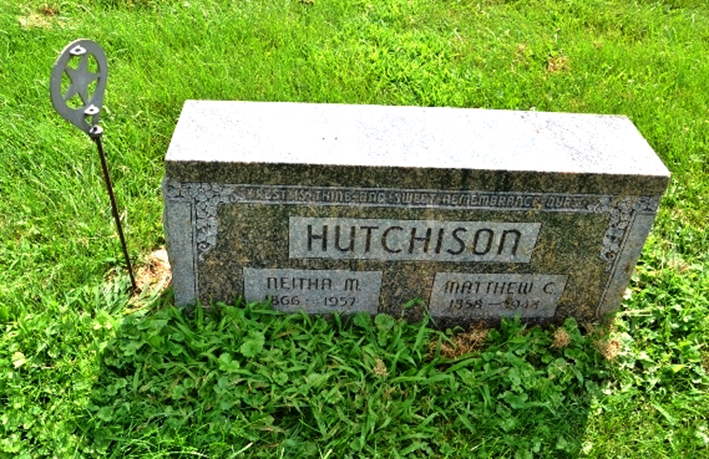 Photo of headstones/Neitha M Hutchison 1866-1957 hdstn Anita Evergreen cem Iowa